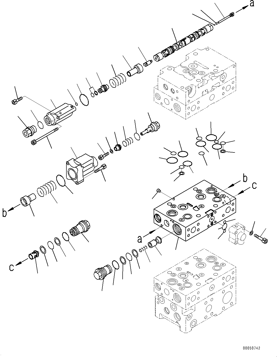 Wheel Loaders Komatsu / WA480-6 S/N 90216-UP(0000532c) / Hydraulic Oil Control Valve, 3-Valve (6/8) (#90216-)(H008008 : H0120-012006)