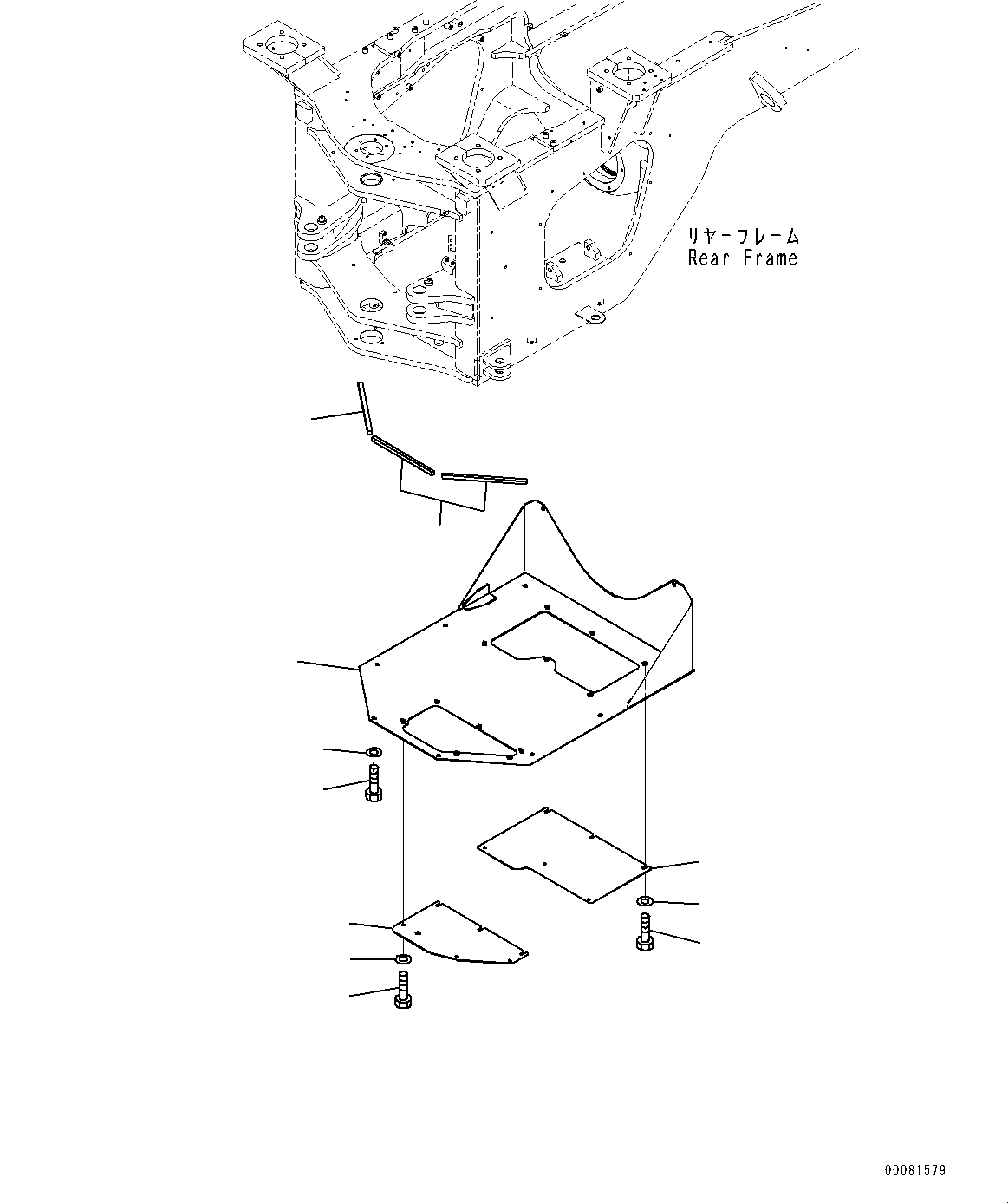 Wheel Loaders Komatsu / WA480-6 S/N 90216-UP(0000532c) / Articulate Lock Bar and Frame Cover, Transmission Under Cover (#90216-)(J023005 : J4190-028005)