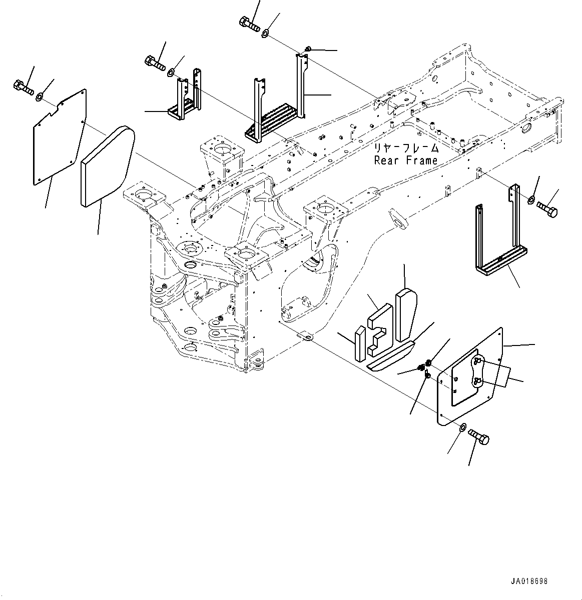 Wheel Loaders Komatsu / WA480-6 S/N 90216-UP(0000532c) / Articulate Lock Bar and Frame Cover, Side Cover (#90216-)(J023002 : J4190-028002)
