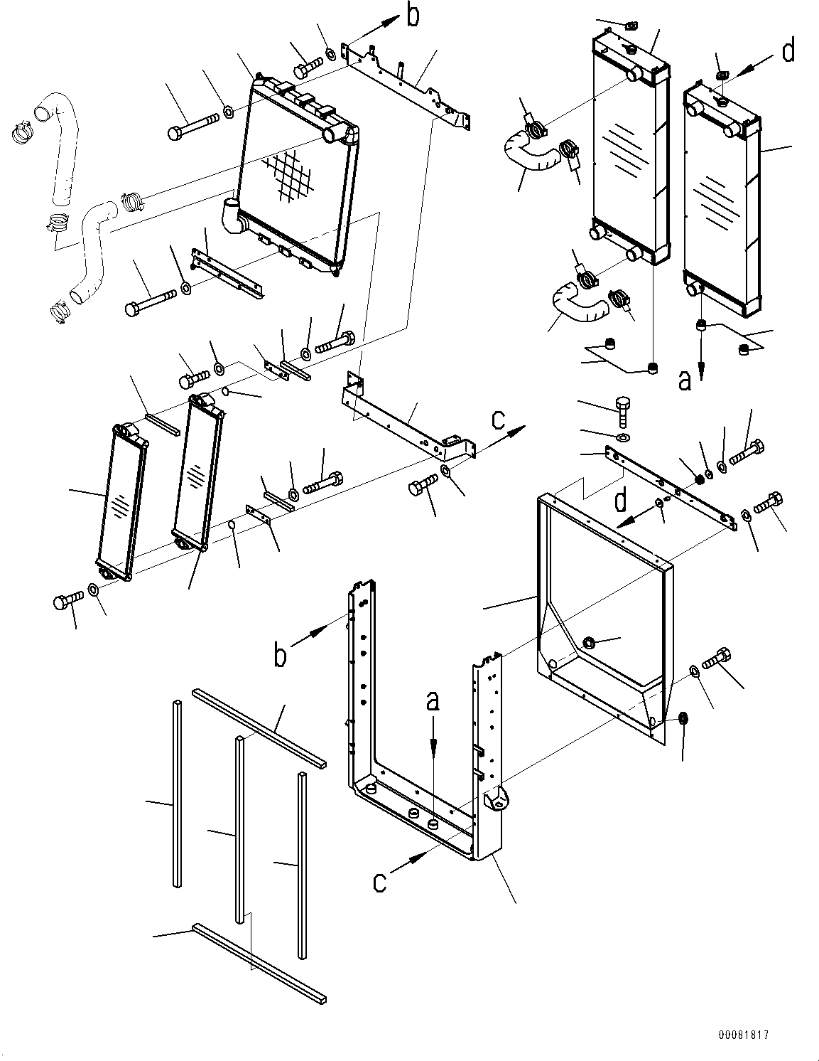 Wheel Loaders Komatsu / WA480-6 S/N 90216-UP (For EU)(0000533c) / Radiator, Radiator Core, Aftercooler and Oil Cooler (#90216-90460)(C001001 : C0110-003001)