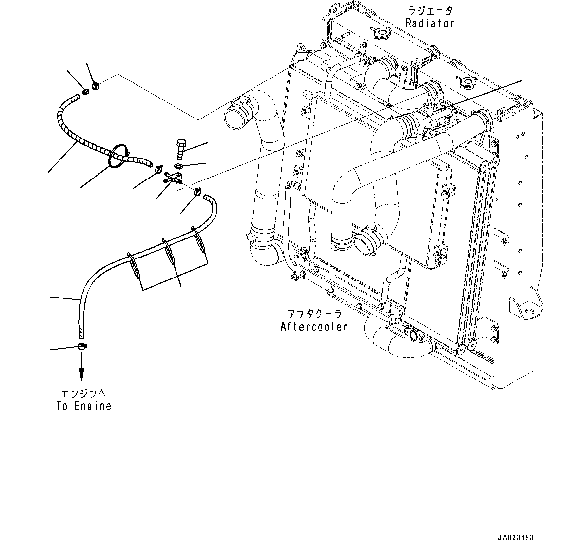 Wheel Loaders Komatsu / WA480-6 S/N 90216-UP (For EU)(0000533c) / Radiator, Spill Hose Piping (#90216-)(C001021 : C0110-003020)