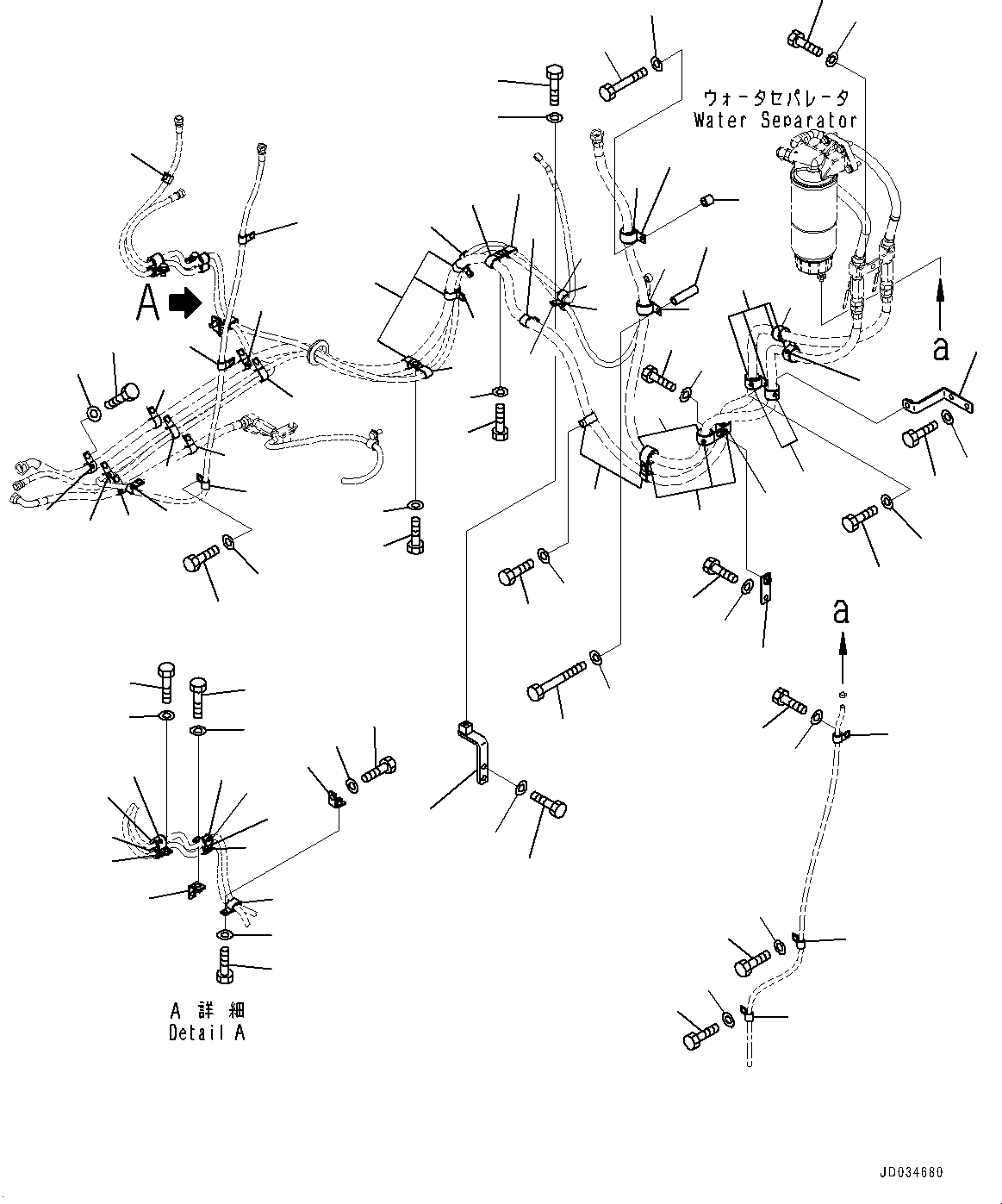Komatsu parts book diagram for PC800-8E0 S/N K55001-UP: FUEL SUPPLY PIPING, BRACKET AND CLIP