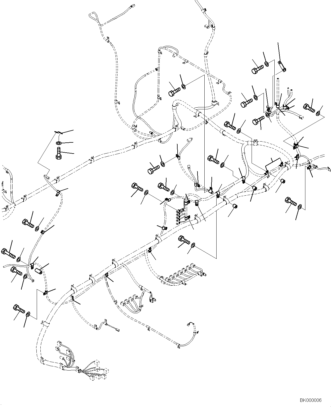 Komatsu parts book diagram for PC800-8E0 S/N K55001-UP: WIRING, WITHOUT 1-SERVICE VALVE, HARNESS AND CLIP (2/2)