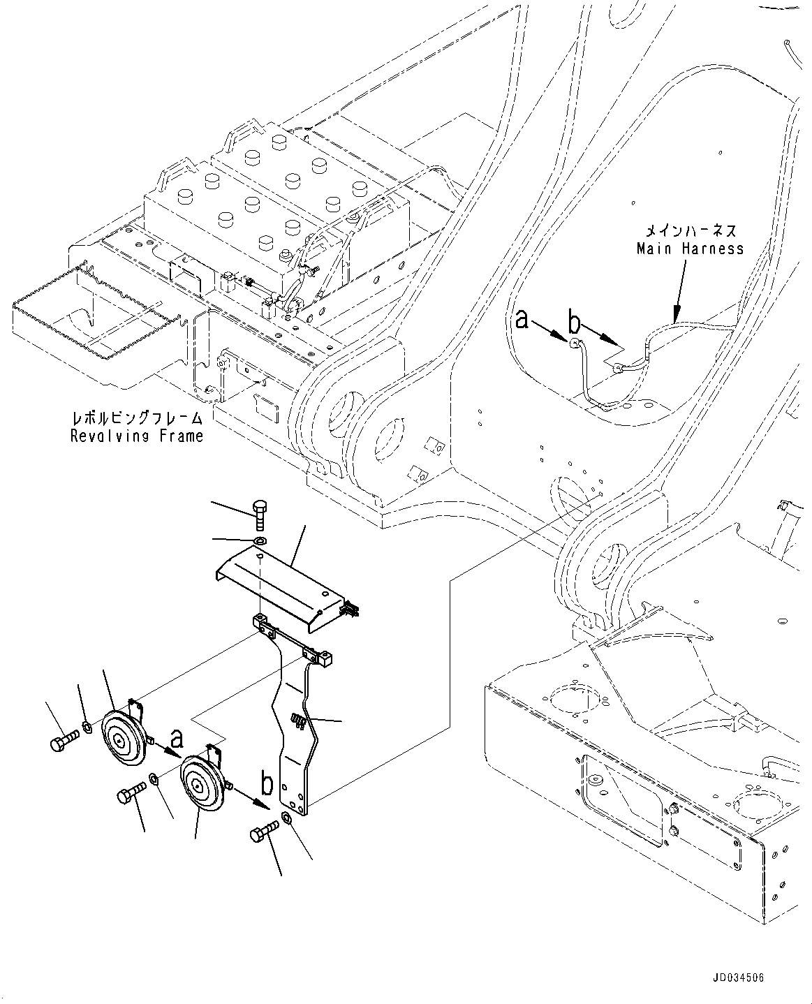 Komatsu parts book diagram for PC800-8E0 S/N K55001-UP: WIRING, WITH 1-SERVICE VALVE, HORN