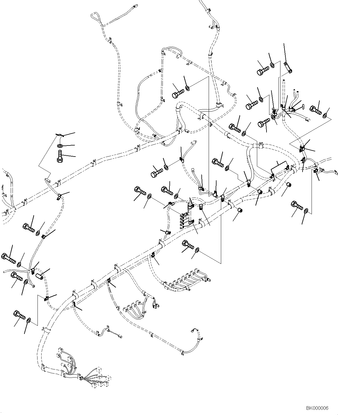 Komatsu parts book diagram for PC800-8E0 S/N K55001-UP: WIRING, WITH 1-SERVICE VALVE, HARNESS AND CLIP (2/2)