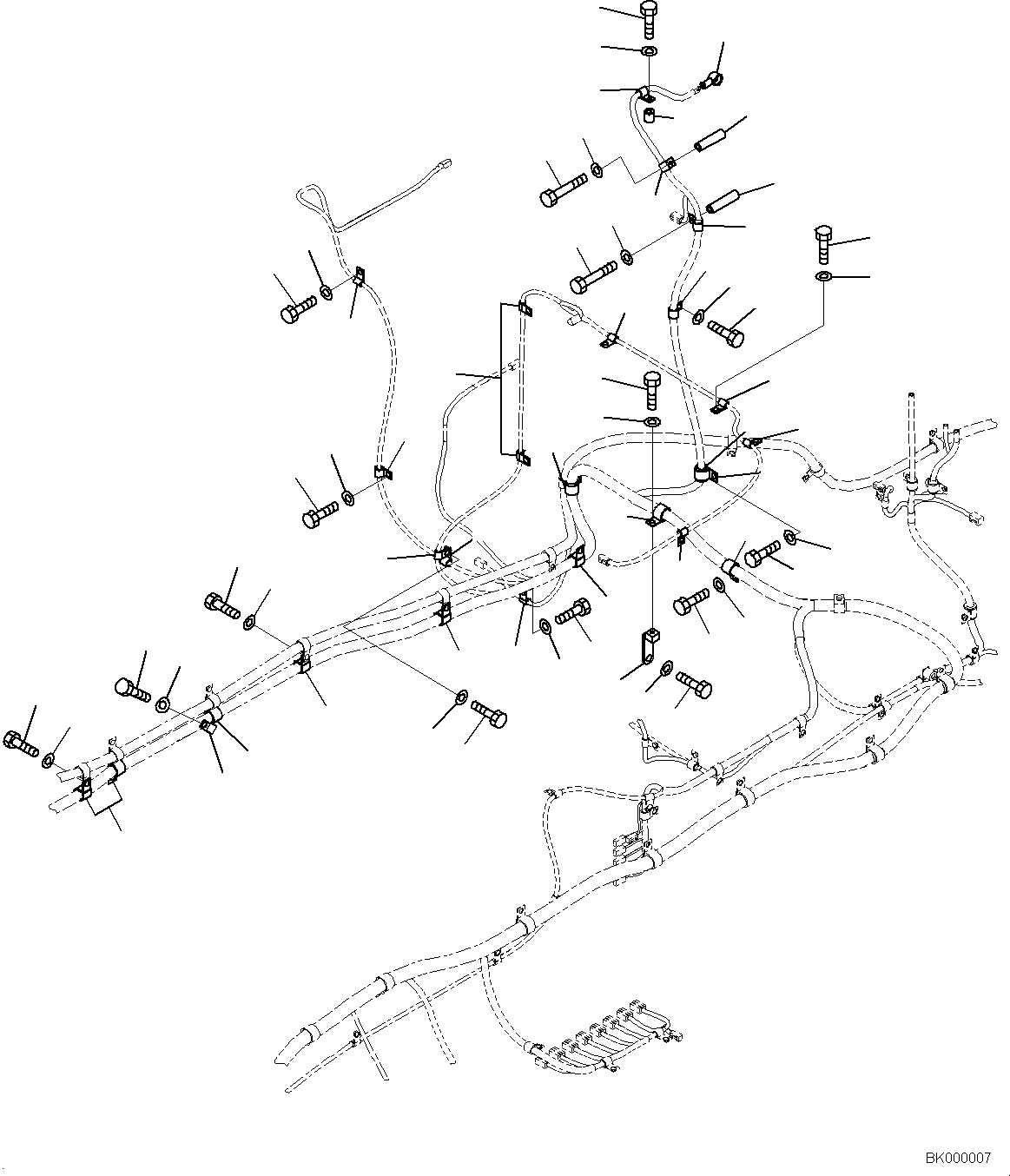Komatsu parts book diagram for PC800-8E0 S/N K55001-UP: WIRING, WITH 1-SERVICE VALVE, CLIP (1/2)