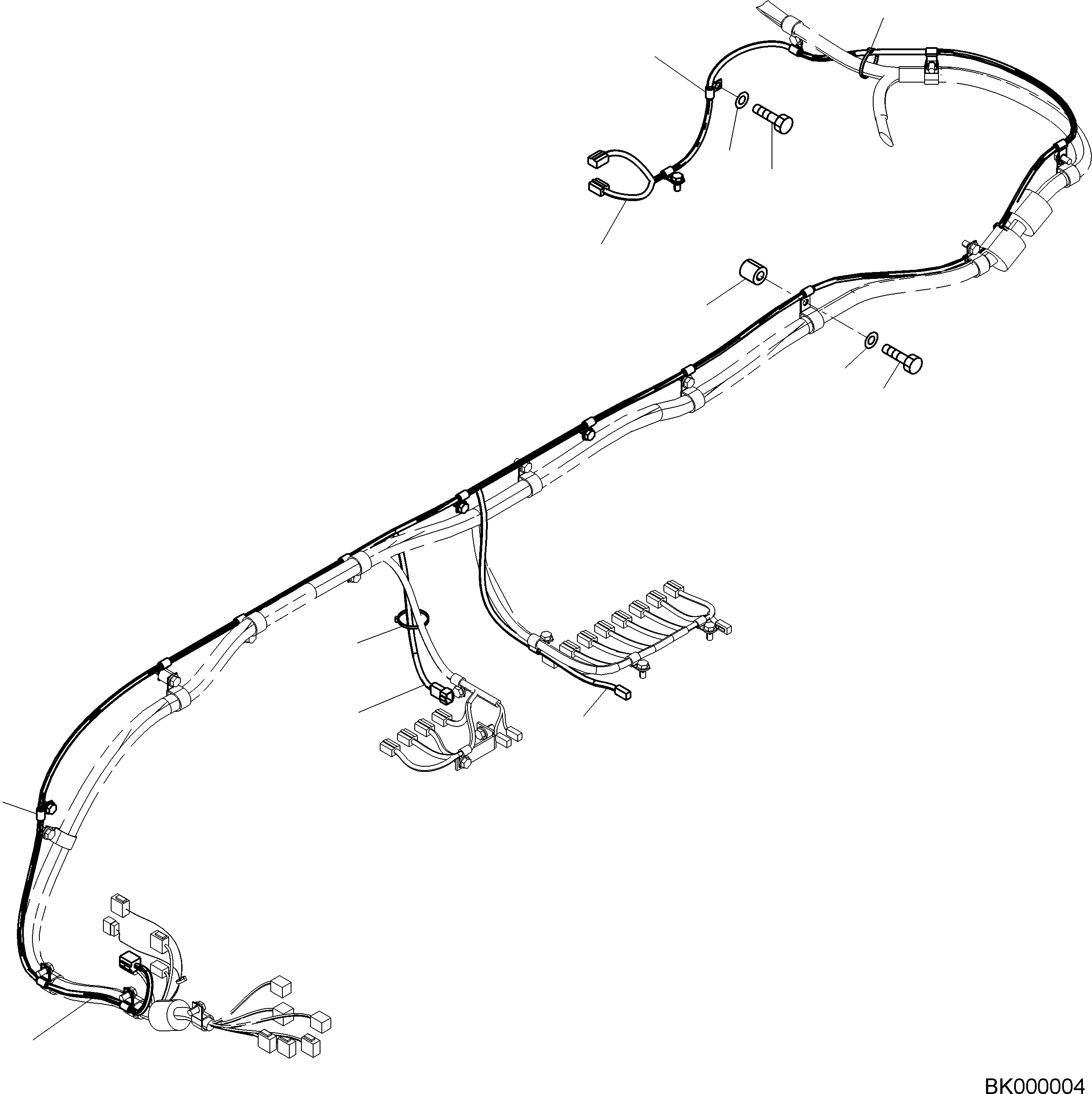 Komatsu parts book diagram for PC800-8E0 S/N K55001-UP: WIRING, WITH 1-SERVICE VALVE, 1 ATTACHMENT HARNESS