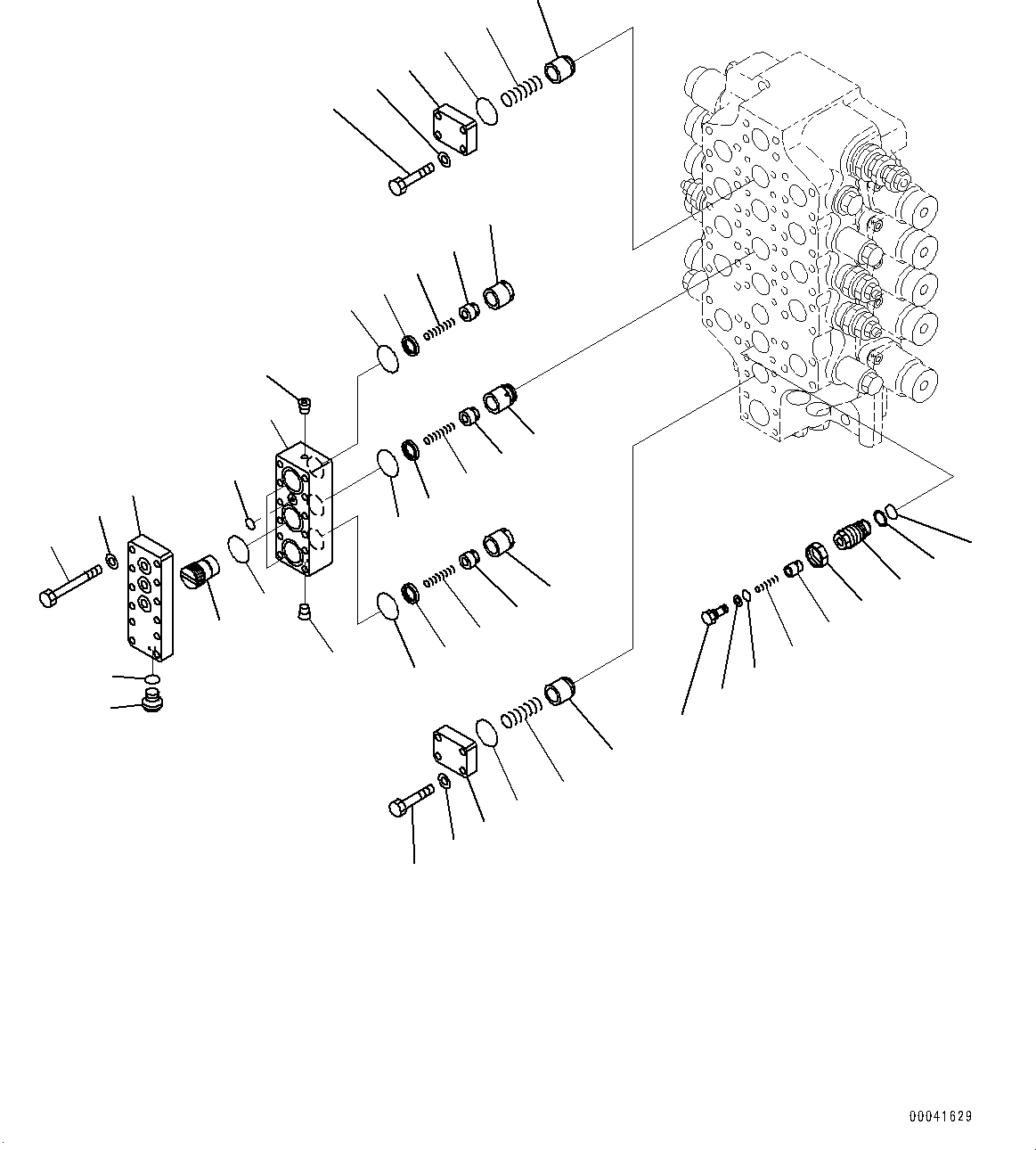 Komatsu parts book diagram for PC800-8E0 S/N K55001-UP: MAIN CONTROL VALVE, BOOM AND ARM, INNER PARTS, 5-SPOOL CONTROL VALVE (2/5)