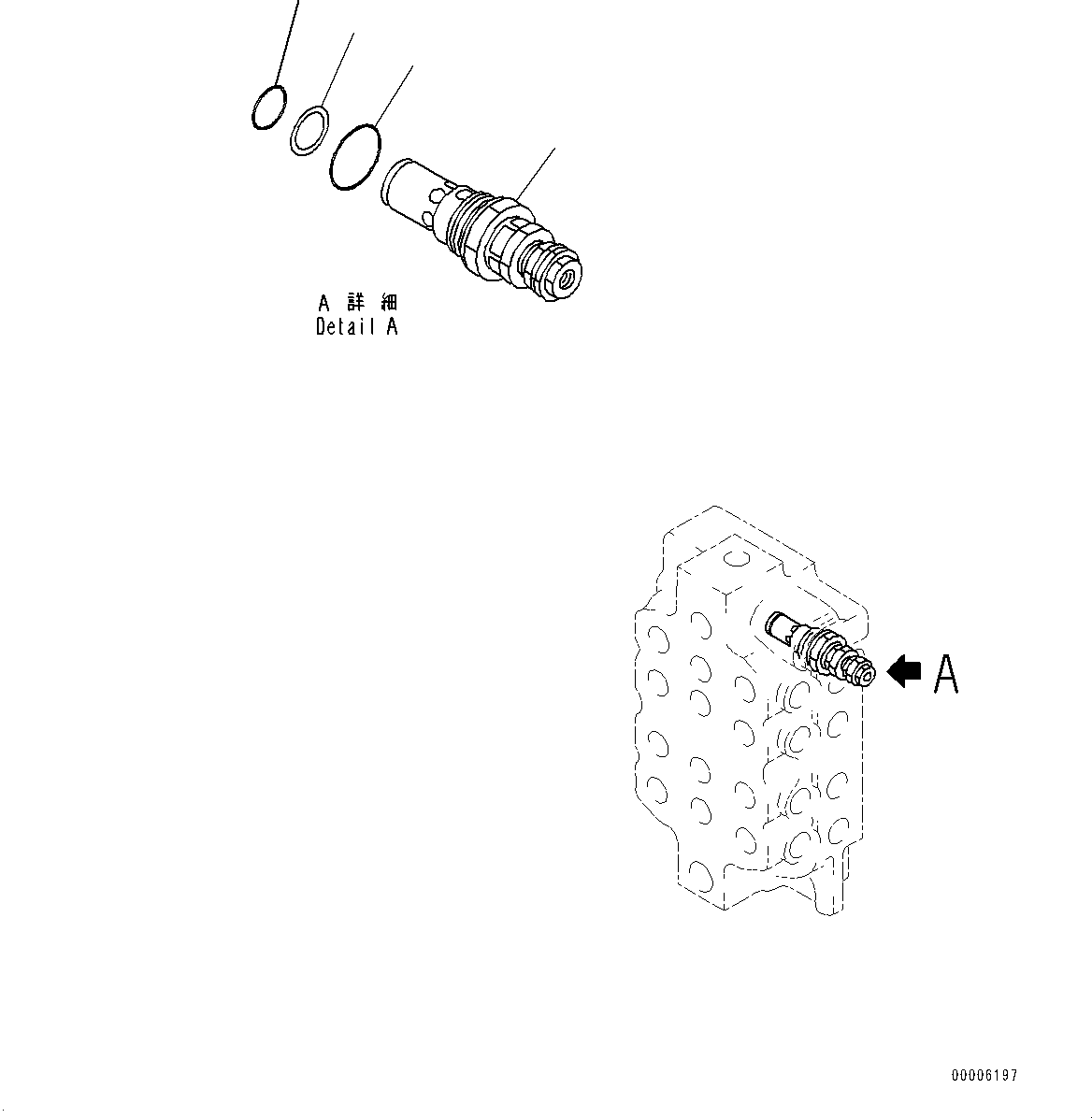 Komatsu parts book diagram for PC800-8E0 S/N K55001-UP: MAIN CONTROL VALVE, 1 ATTACHMENT, BOOM AND ARM, INNER PARTS, 4-SPOOL CONTROL VALVE (1/7)