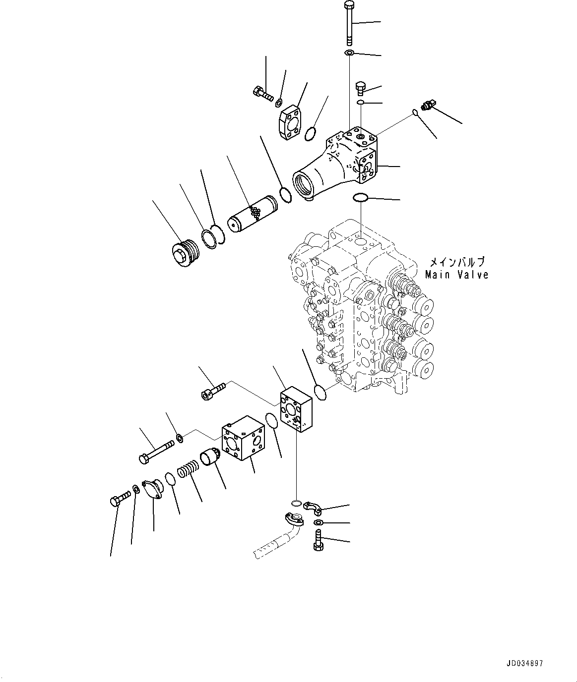 Komatsu parts book diagram for PC800-8E0 S/N K55001-UP: MAIN CONTROL VALVE, BOOM AND ARM, LIFT CHECK VALVE AND INLINE FILTER (2/2)