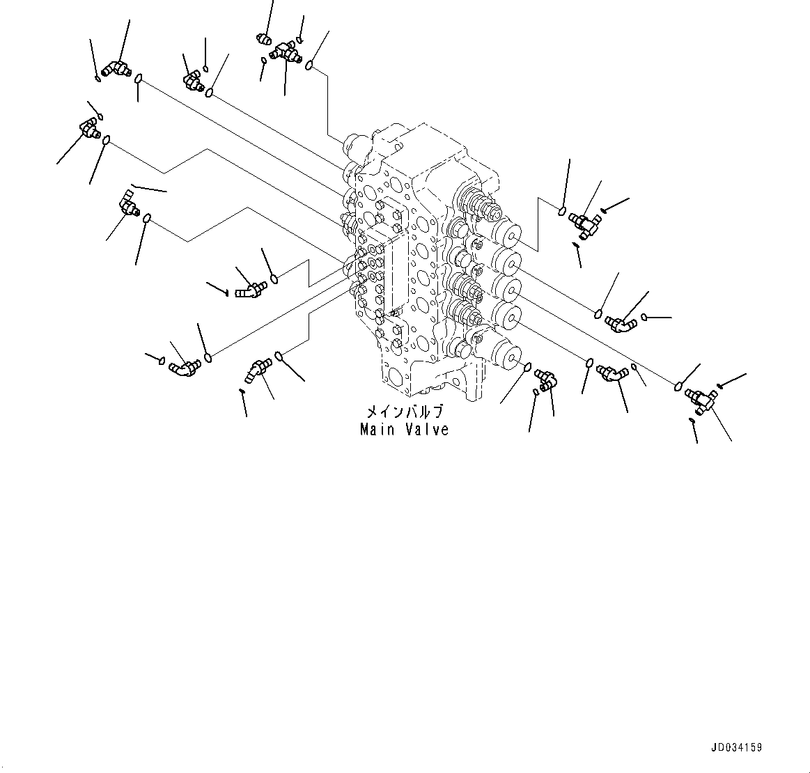 Komatsu parts book diagram for PC800-8E0 S/N K55001-UP: MAIN CONTROL VALVE, 1 ATTACHMENT, BOOM AND ARM, JOINT PARTS, 5-SPOOL CONTROL VALVE