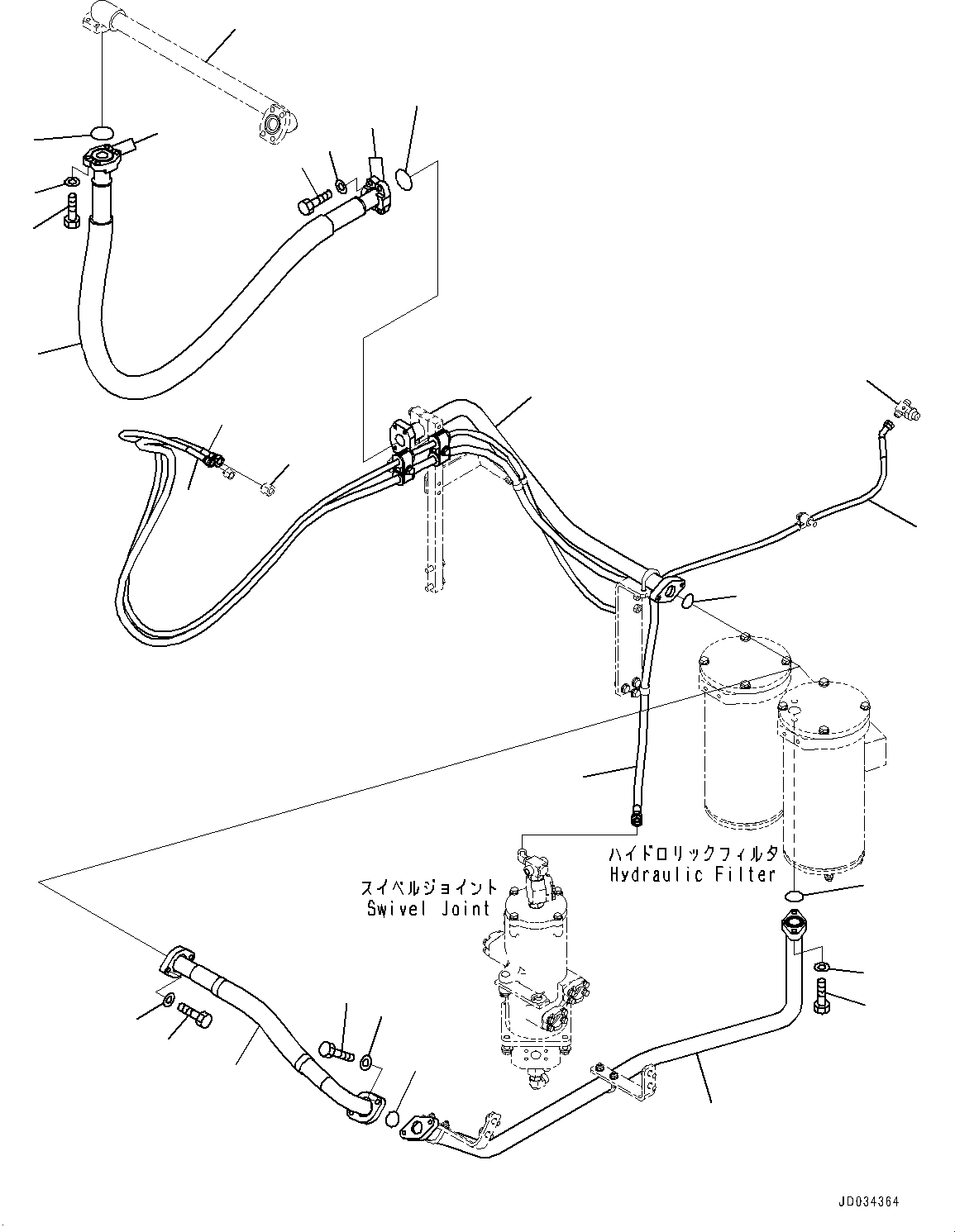 Komatsu parts book diagram for PC800-8E0 S/N K55001-UP: RETURN PIPING, WITH 1-SERVICE VALVE, HOSE