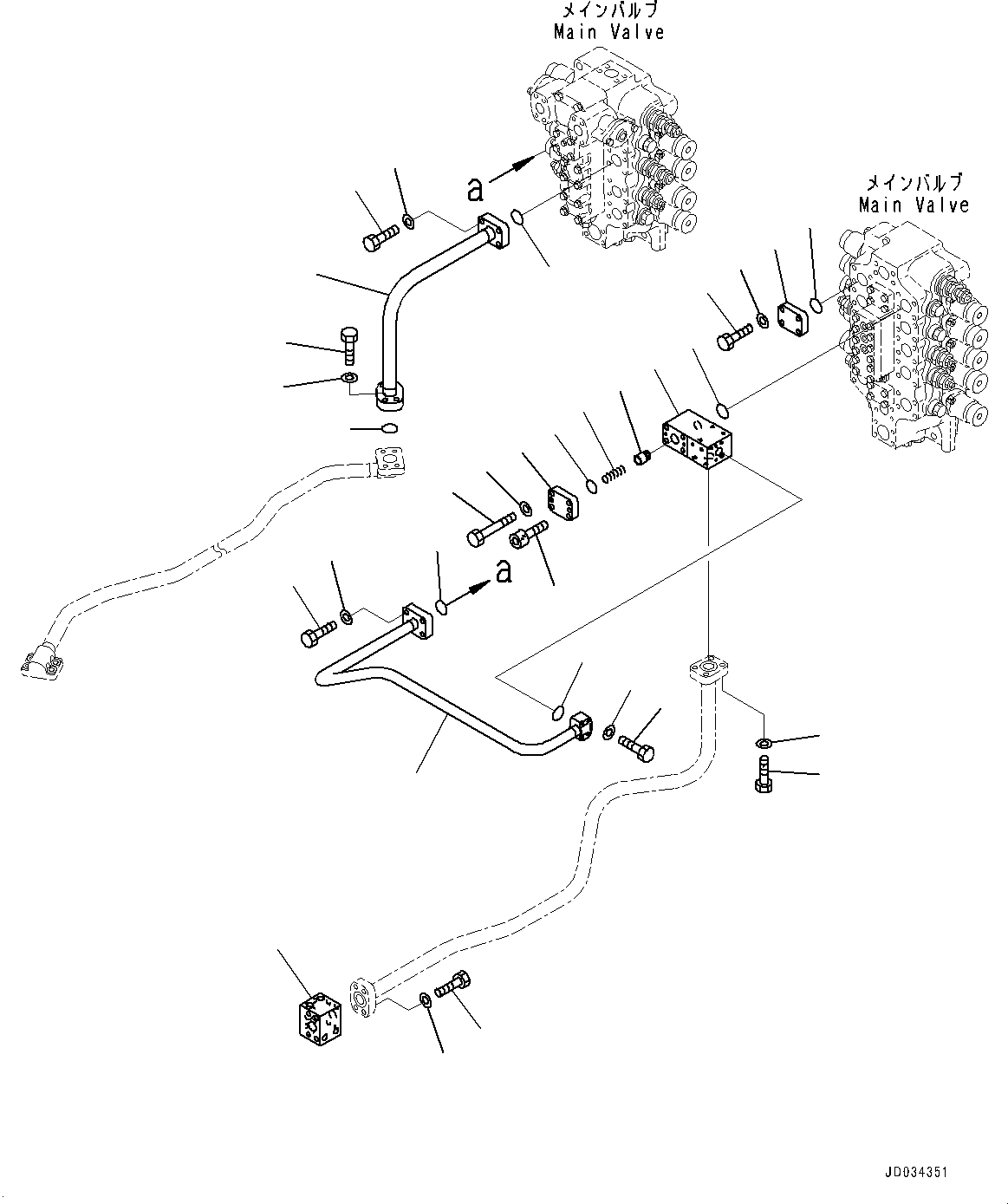 Komatsu parts book diagram for PC800-8E0 S/N K55001-UP: BOOM PIPING, CYLINDER LOCK VALVE, BOOM AND ARM, MAIN VALVE SIDE