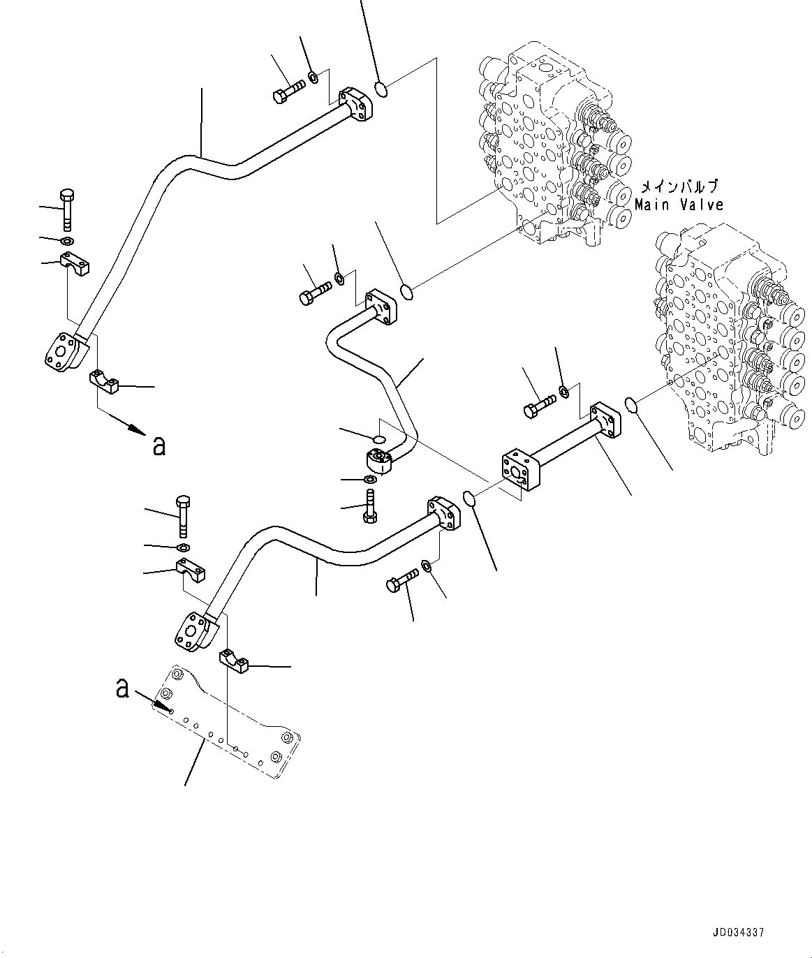 Komatsu parts book diagram for PC800-8E0 S/N K55001-UP: DELIVERY PIPING, BUCKET, WITHOUT 1-SERVICE VALVE