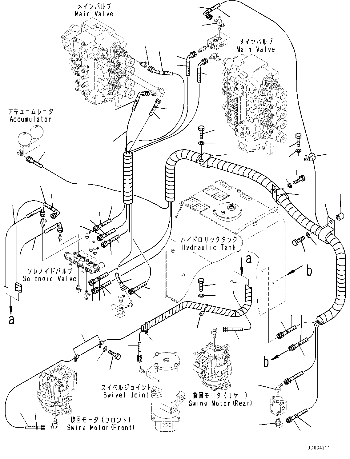 Komatsu parts book diagram for PC800-8E0 S/N K55001-UP: SOLENOID VALVE PIPING