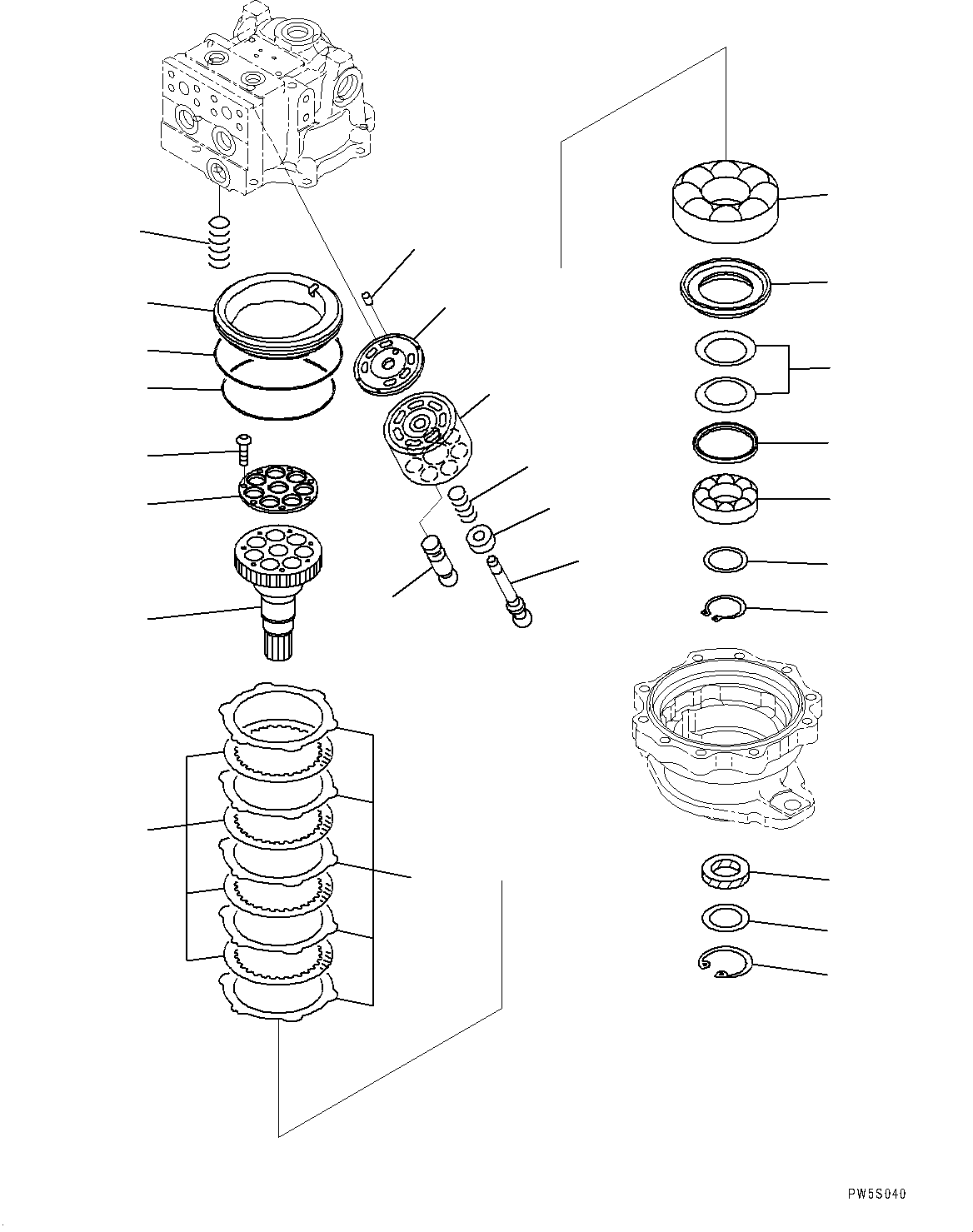 Komatsu parts book diagram for PC800-8E0 S/N K55001-UP: SWING MOTOR, WITHOUT 1-SERVICE VALVE, INNER PARTS, SWING MOTOR, FRONT (2/3)