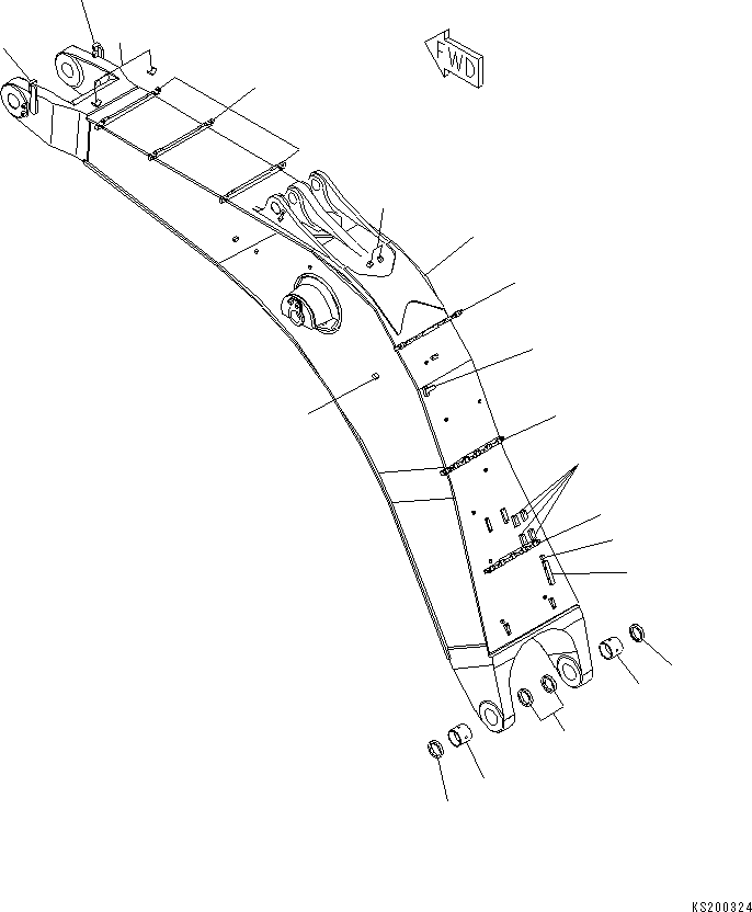Komatsu parts book diagram for PC800-8E0 S/N K55001-UP: BOOM, 7100MM, FOR BACKHOE, BOOM