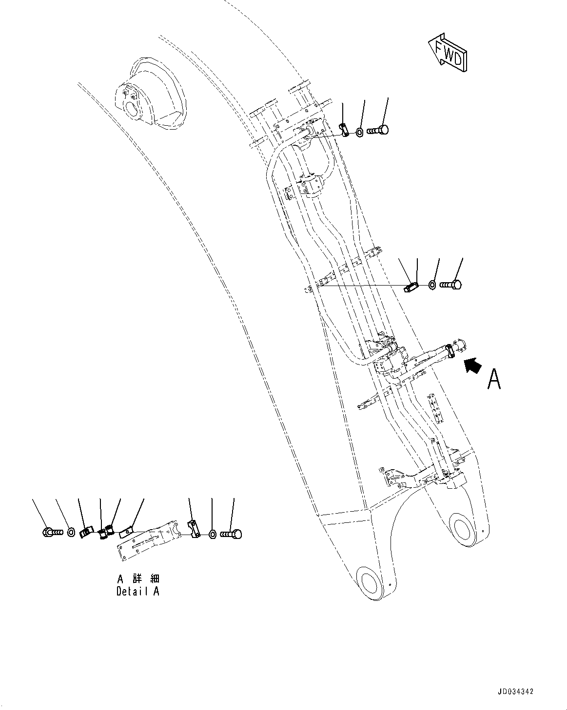 Komatsu parts book diagram for PC800-8E0 S/N K55001-UP: BOOM, 7100MM (CLV), ARM CYLINDER PIPING (7/7)