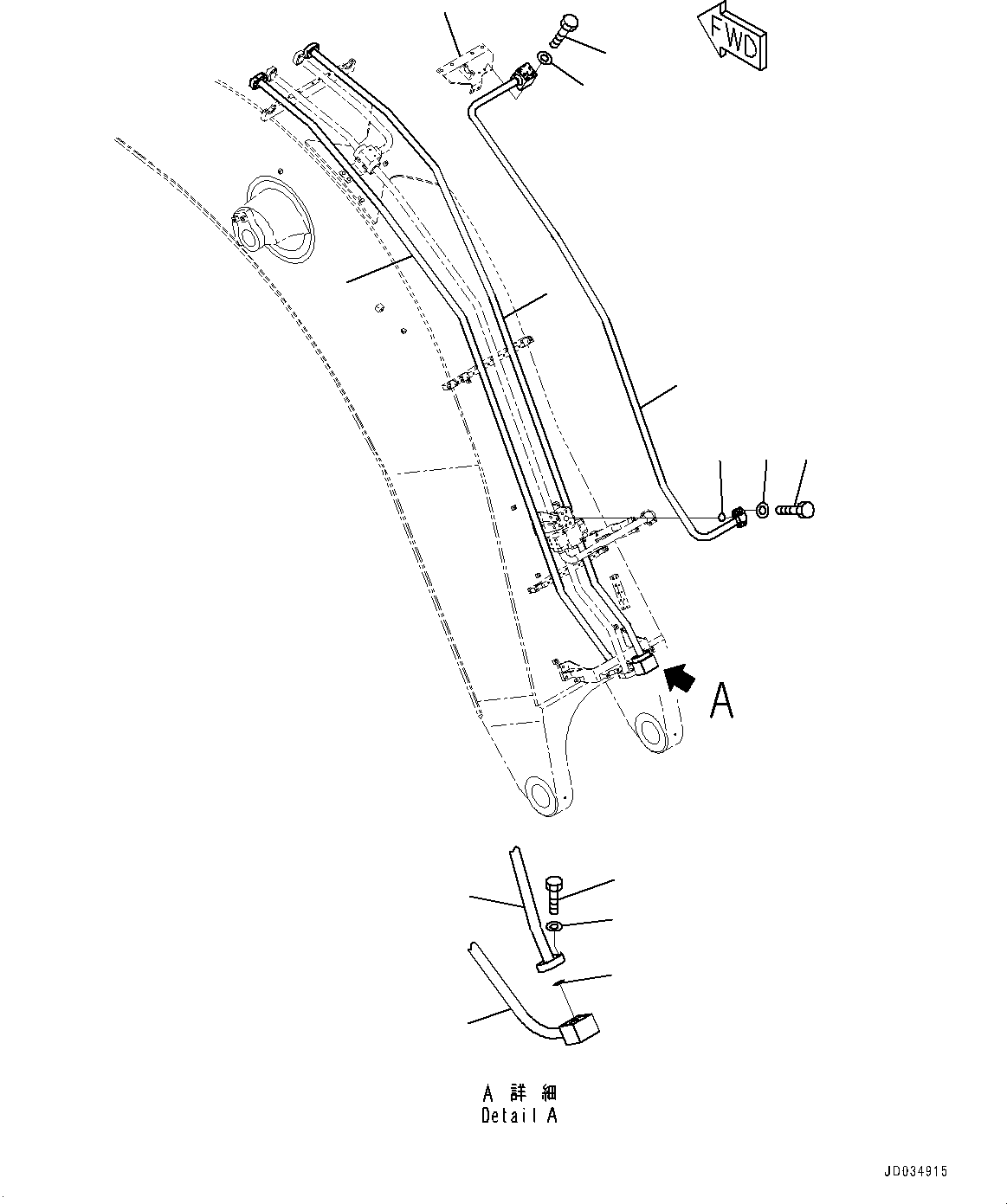 Komatsu parts book diagram for PC800-8E0 S/N K55001-UP: BOOM, 8200MM, (CLV), ARM CYLINDER PIPING (1/7)