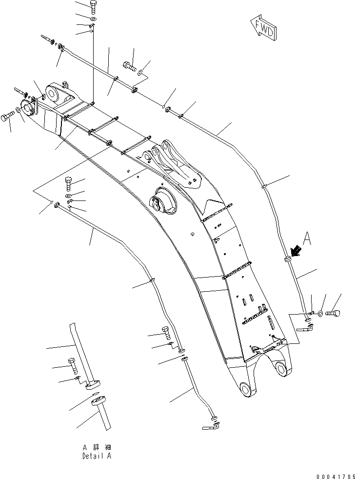 Komatsu parts book diagram for PC800-8E0 S/N K55001-UP: BOOM, 7100MM, FOR BACKHOE, BUCKET CYLINDER PIPING