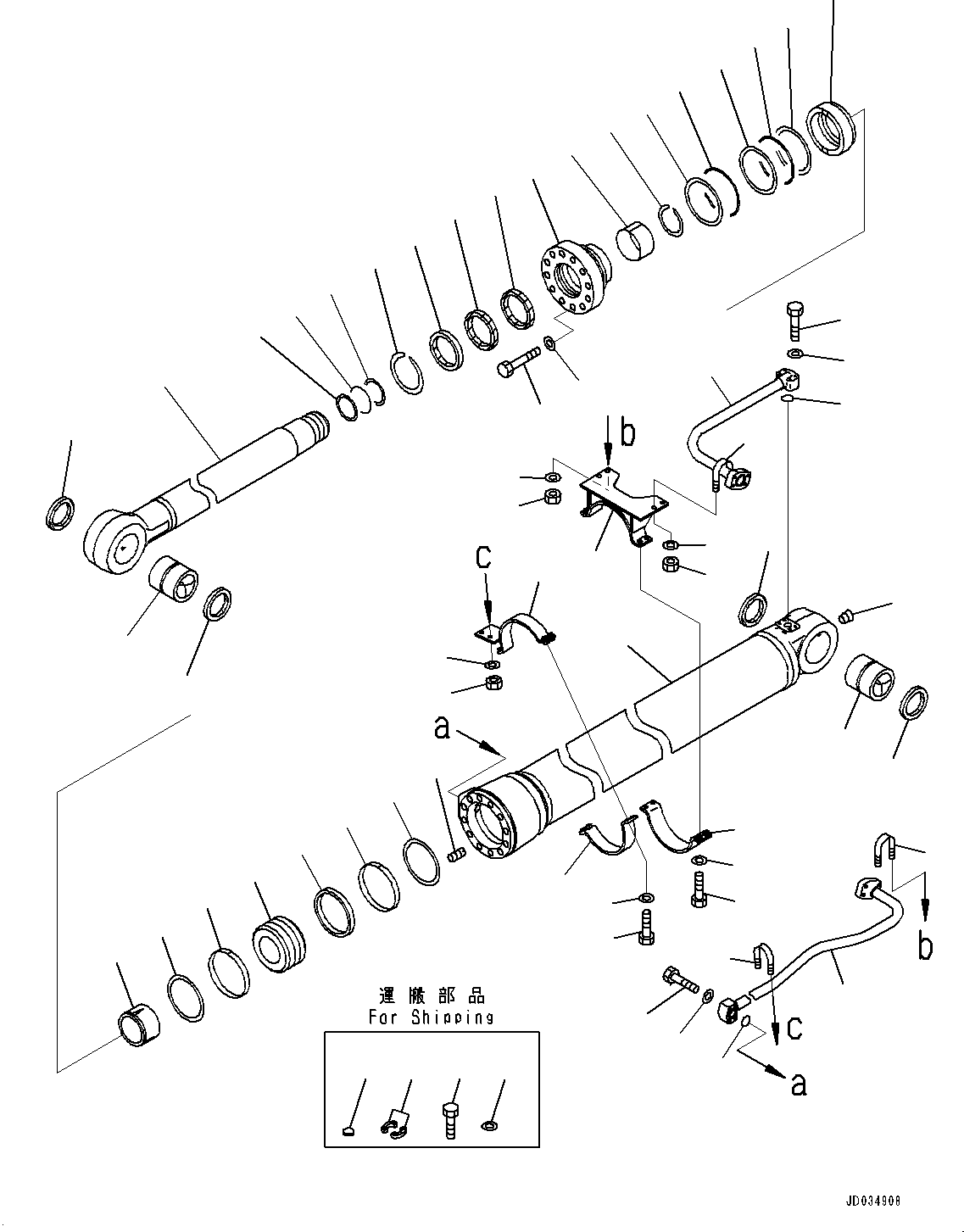 Komatsu parts book diagram for PC800-8E0 S/N K55001-UP: BUCKET CYLINDER, 3600MM ARM, HEAVY DUTY TYPE, INNER PARTS, BUCKET CYLINDER