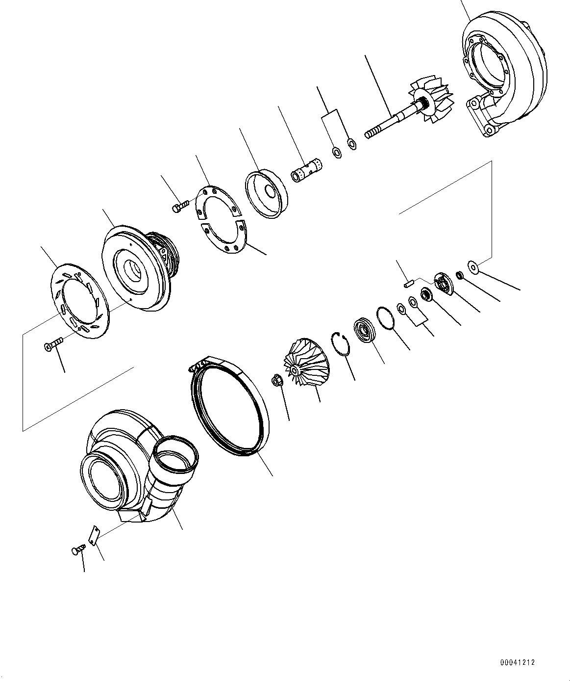 Komatsu parts book diagram for SAA6D140E-5F S/N 536267-UP (For PC800-8E0/PC800LC-8E0/PC800SE-8E0/PC850-8E0/PC850SE-8E0): TURBOCHARGER, TURBOCHARGER (#536267-)