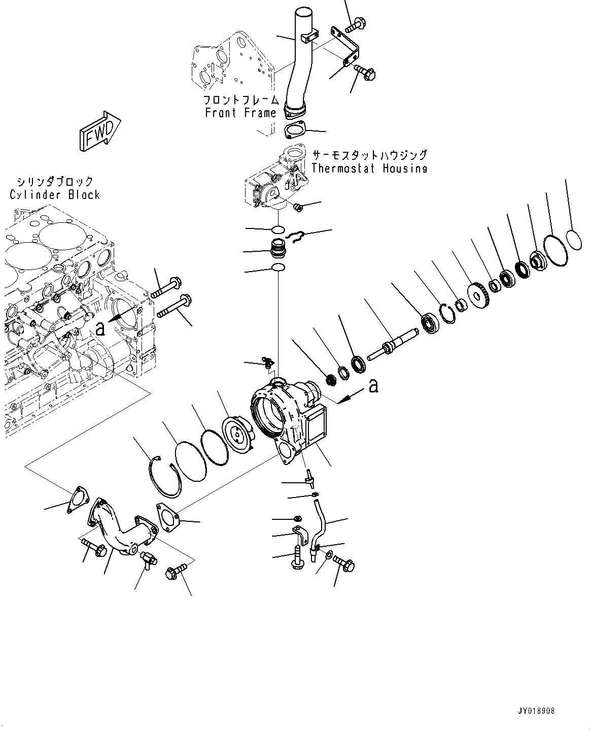 Komatsu parts book diagram for SAA6D140E-5F S/N 536267-UP (For PC800-8E0/PC800LC-8E0/PC800SE-8E0/PC850-8E0/PC850SE-8E0): WATER PUMP, WATER PUMP (#538245-)