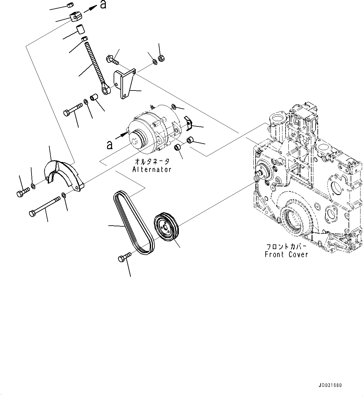 Komatsu parts book diagram for SAA6D140E-5F S/N 536267-UP (For PC800-8E0/PC800LC-8E0/PC800SE-8E0/PC850-8E0/PC850SE-8E0): ALTERNATOR, ALTERNATOR AND MOUNTING (#536267-)