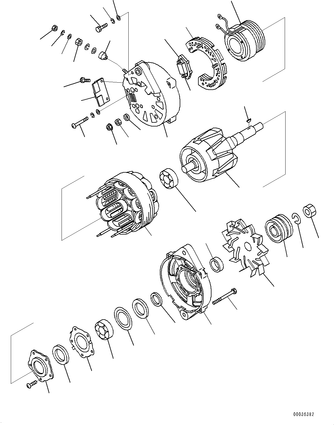Komatsu parts book diagram for SAA6D140E-5F S/N 536267-UP (For PC800-8E0/PC800LC-8E0/PC800SE-8E0/PC850-8E0/PC850SE-8E0): ALTERNATOR, INNER PARTS, ALTERNATOR (#536267-538438)
