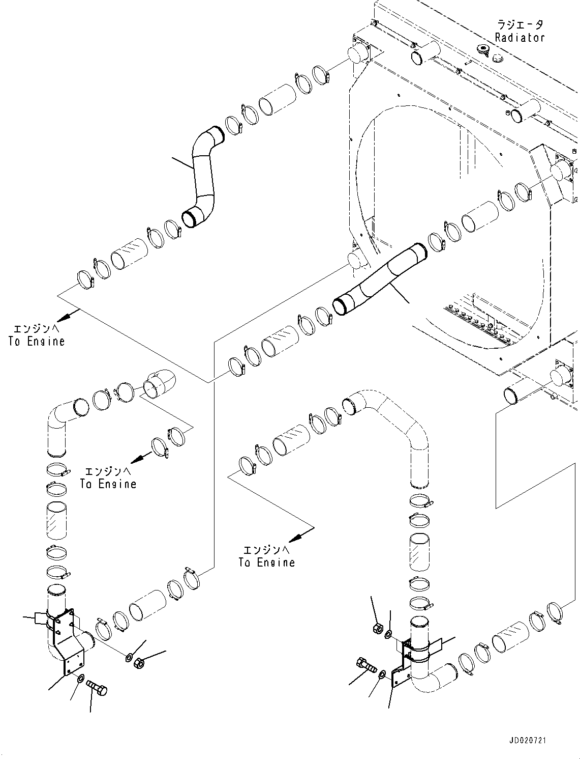 Wheel Loaders Komatsu / WA900-3E0 S/N 60078-UP(0000557C) / Cooling Piping, Aftercooler Piping (#60078-)(C007003 : C0120-003003)