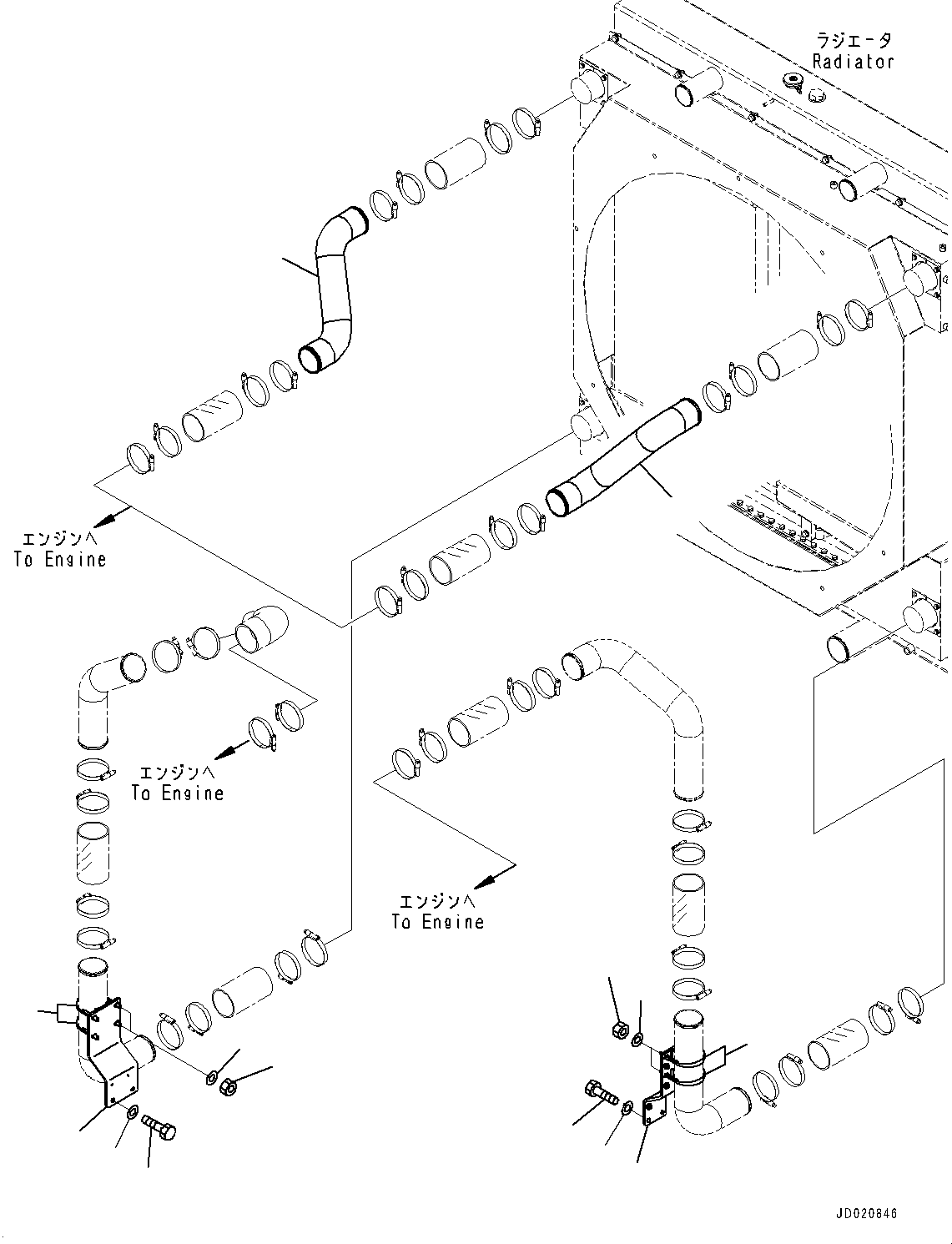 Wheel Loaders Komatsu / WA900-3E0 S/N 60078-UP(0000557C) / Cooling Piping, Aftercooler Piping (#60078-)(C006003 : C0120-004003)