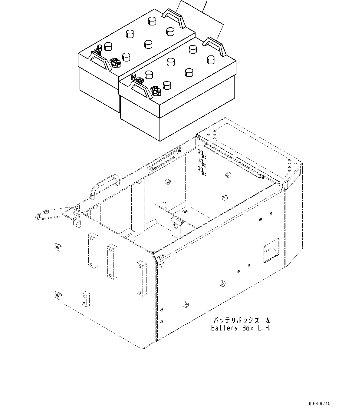Wheel Loaders Komatsu / WA900-3E0 S/N 60078-UP(0000557C) / Left Battery Box, Battery (#60078-)(E005001 : E0101-009001)
