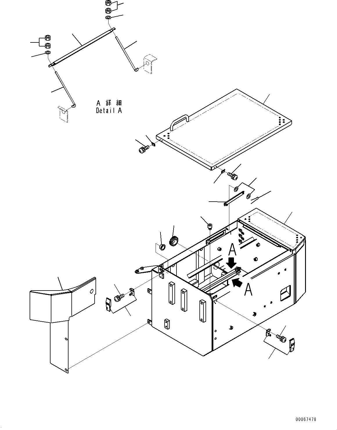 Wheel Loaders Komatsu / WA900-3E0 S/N 60078-UP(0000557C) / Left Battery Box, Battery Box (#60078-)(E003002 : E0101-007002)