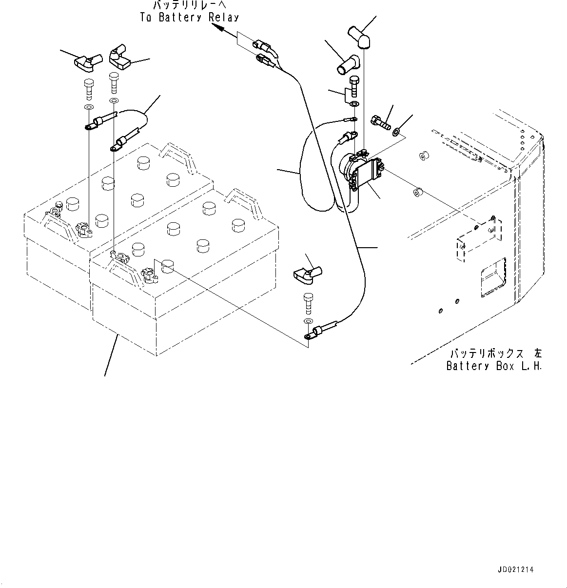 Wheel Loaders Komatsu / WA900-3E0 S/N 60078-UP(0000557C) / Left Battery Box, Wiring Harness and Relay (#60078-)(E001003 : E0101-001003)
