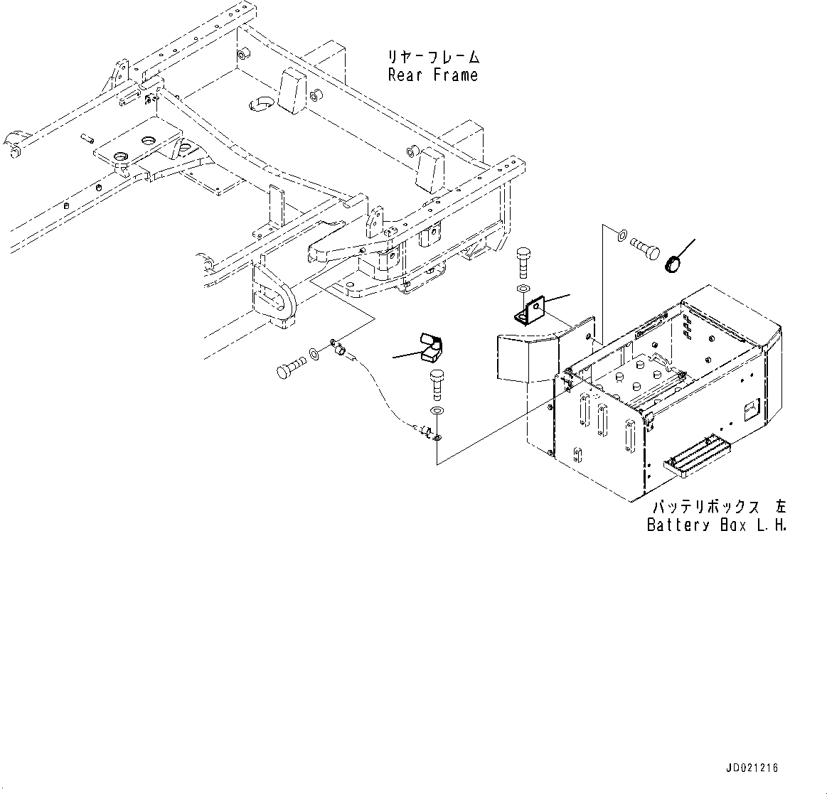 Wheel Loaders Komatsu / WA900-3E0 S/N 60078-UP(0000557C) / Left Battery Box, Mounting (1/2) (#60078-)(E001005 : E0101-001005)