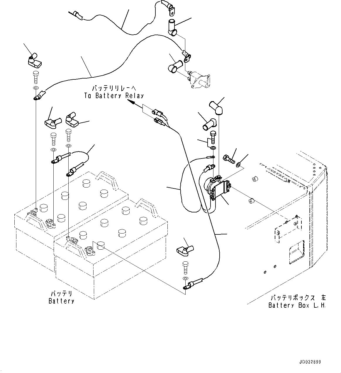 Wheel Loaders Komatsu / WA900-3E0 S/N 60078-UP(0000557C) / Left Battery Box, Wiring Harness and Relay (#60078-)(E002003 : E0101-004003)
