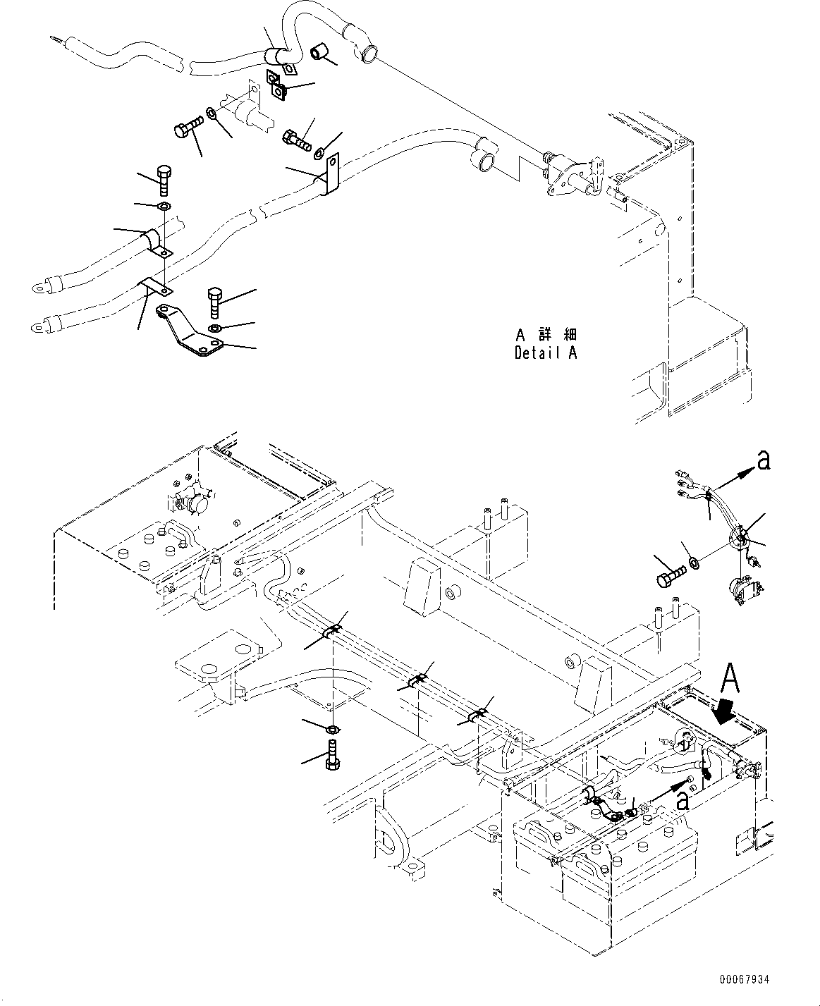 Wheel Loaders Komatsu / WA900-3E0 S/N 60078-UP(0000557C) / Left Battery Box, Wiring Harness Mounting (#60078-)(E004004 : E0101-008004)