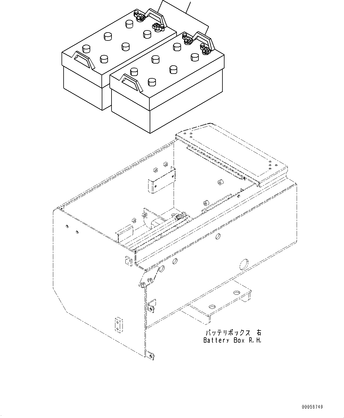 Wheel Loaders Komatsu / WA900-3E0 S/N 60078-UP(0000557C) / Right Battery Box, Battery (#60078-)(E007001 : E0102-003001)