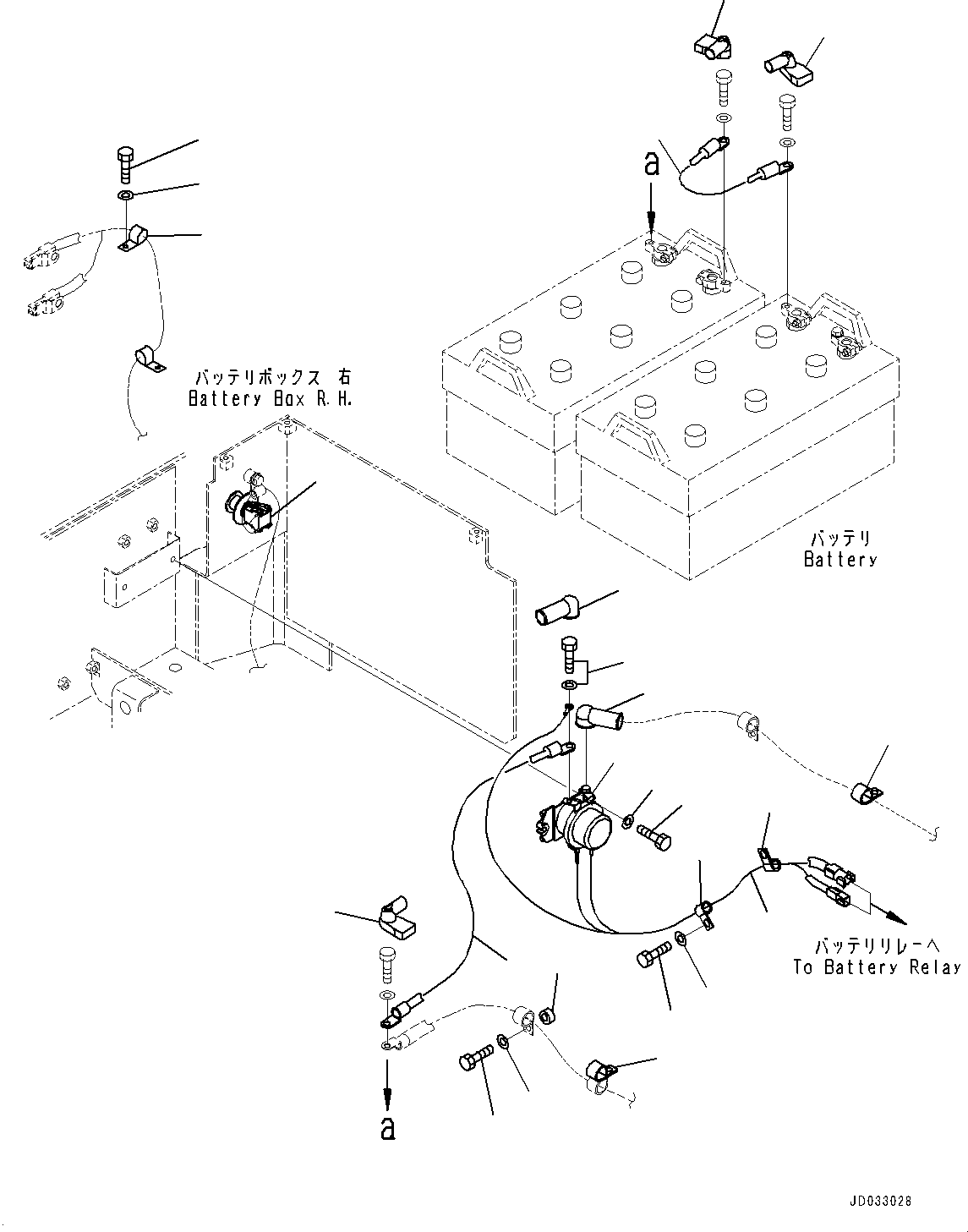 Wheel Loaders Komatsu / WA900-3E0 S/N 60078-UP(0000557C) / Right Battery Box, Wiring Harness and Relay (#60078-)(E007003 : E0102-003003)