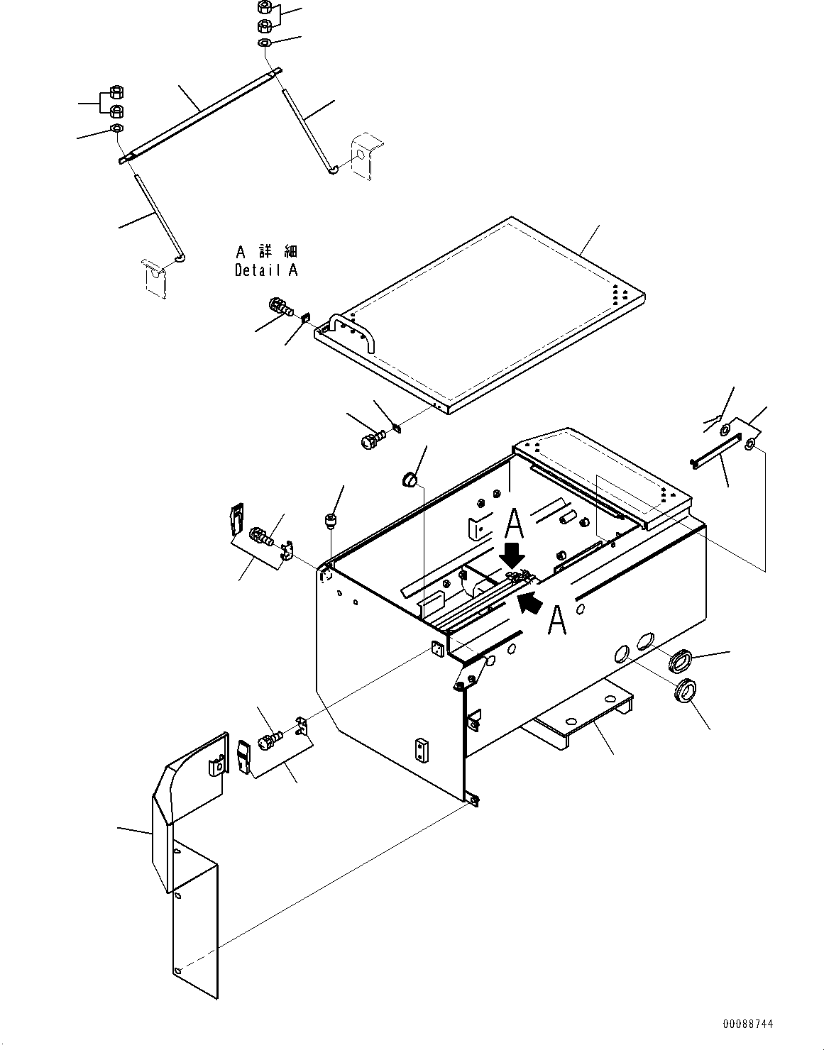 Wheel Loaders Komatsu / WA900-3E0 S/N 60078-UP(0000557C) / Right Battery Box, Battery Box (#60078-)(E008002 : E0102-007002)
