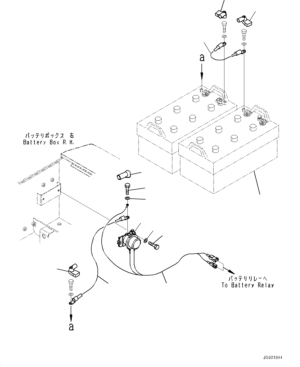 Wheel Loaders Komatsu / WA900-3E0 S/N 60078-UP(0000557C) / Right Battery Box, Wiring Harness and Relay (#60078-)(E008003 : E0102-007003)