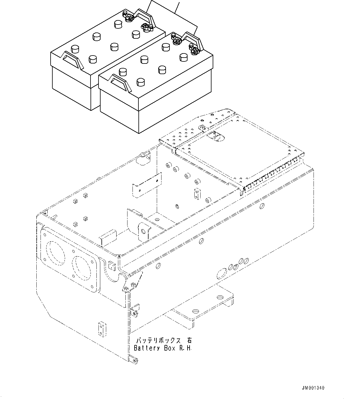 Wheel Loaders Komatsu / WA900-3E0 S/N 60078-UP(0000557C) / Right Battery Box, Battery (#60078-)(E011001 : E0102-014001)