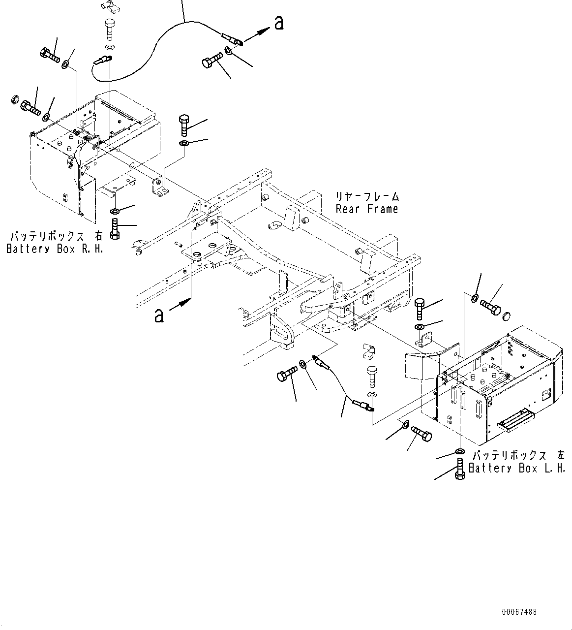 Wheel Loaders Komatsu / WA900-3E0 S/N 60078-UP(0000557C) / Battery Holder (#60078-)(E012001 : E0121-003001)
