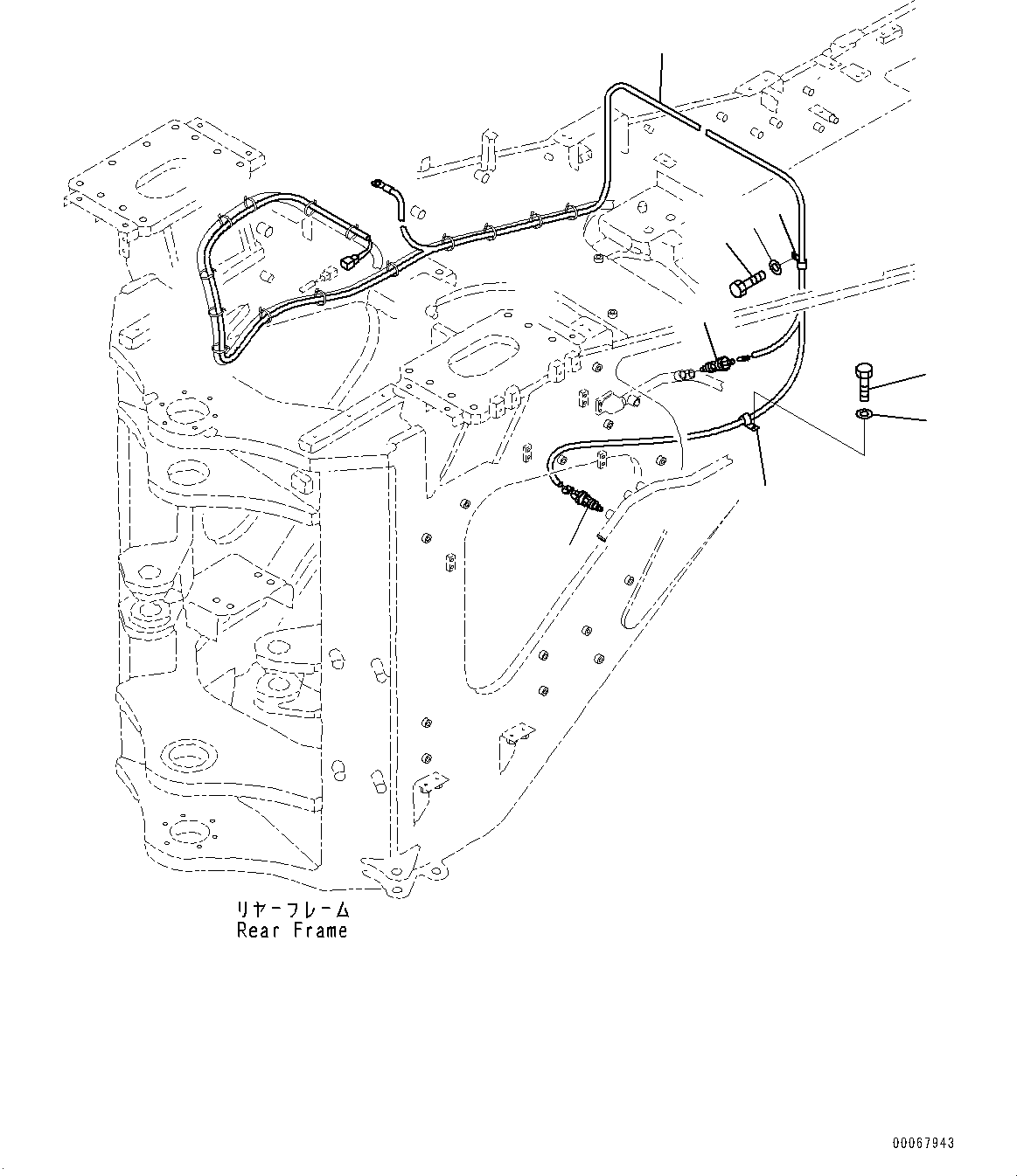 Wheel Loaders Komatsu / WA900-3E0 S/N 60078-UP(0000557C) / Rear Wiring Harness, Battery Cable for Disconnect Switch (#60078-)(E023013 : E0202-018013)