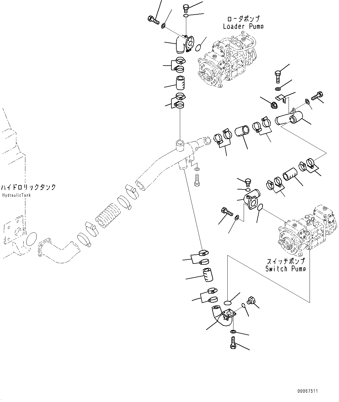 Wheel Loaders Komatsu / WA900-3E0 S/N 60078-UP(0000557C) / Torque Converter and Transmission, Suction Piping (#60078-)(F003085 : F4320-002084)
