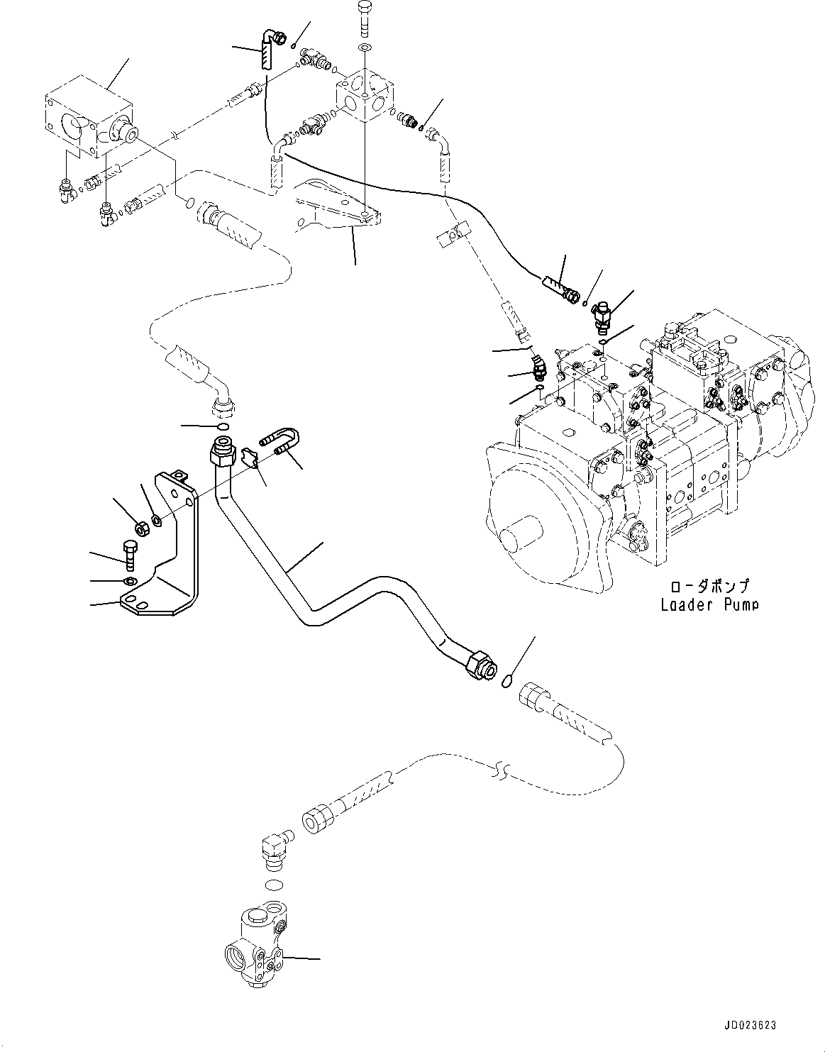 Wheel Loaders Komatsu / WA900-3E0 S/N 60078-UP(0000557C) / Torque Converter and Transmission, PPC Valve Piping, Rear (1/2) (#60078-)(F007091 : F4320-018090)