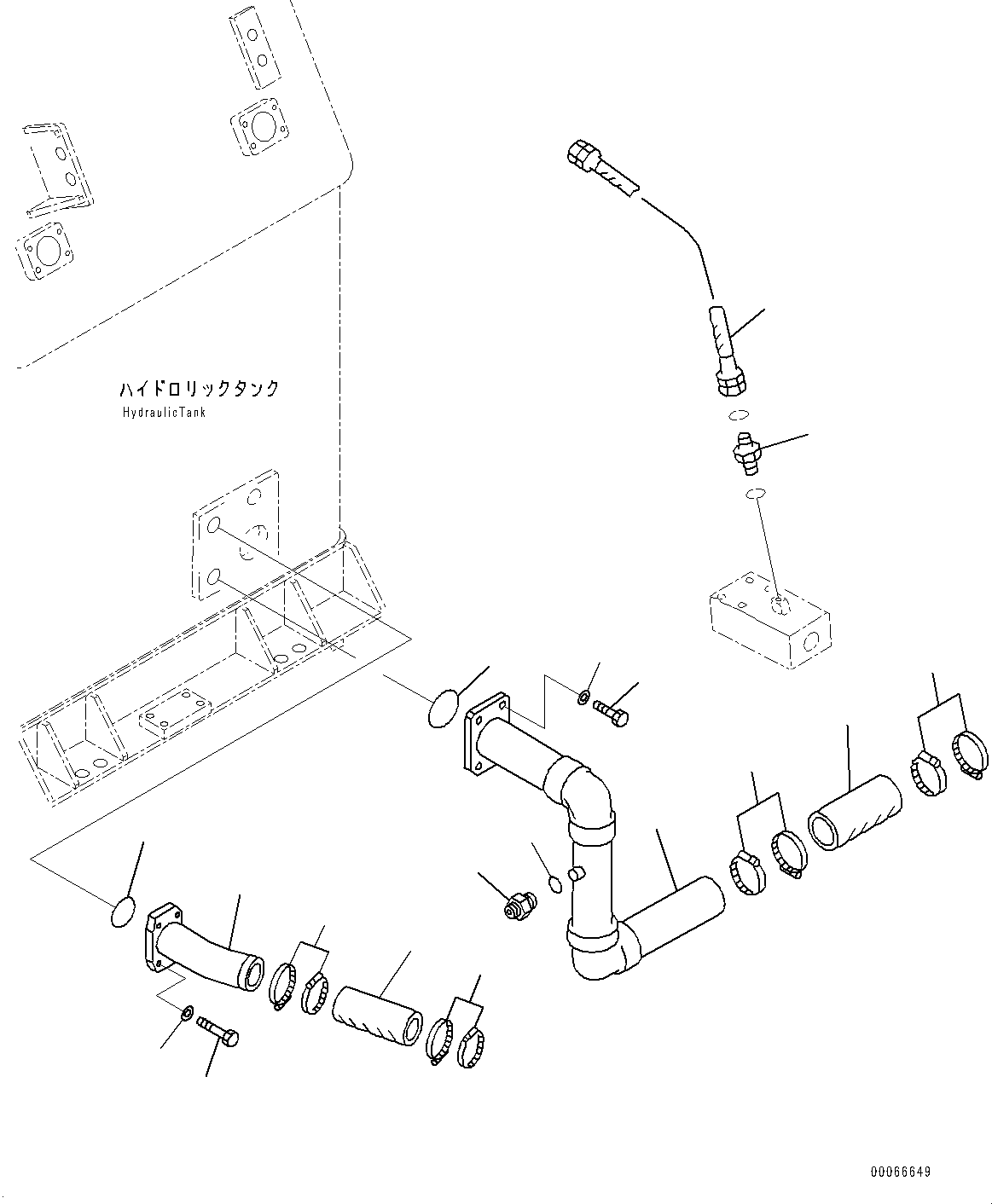 Wheel Loaders Komatsu / WA900-3E0 S/N 60078-UP(0000557C) / Hydraulic Tank, Emergency Steering Piping (#60078-)(H002004 : H0110-002004)