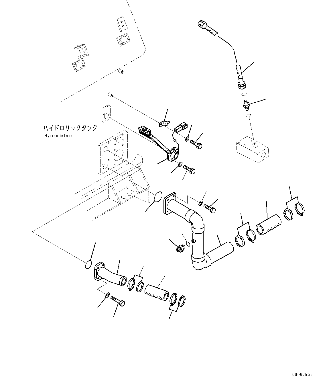 Wheel Loaders Komatsu / WA900-3E0 S/N 60078-UP(0000557C) / Hydraulic Tank, Emergency Steering Piping (#60078-)(H008004 : H0110-011004)