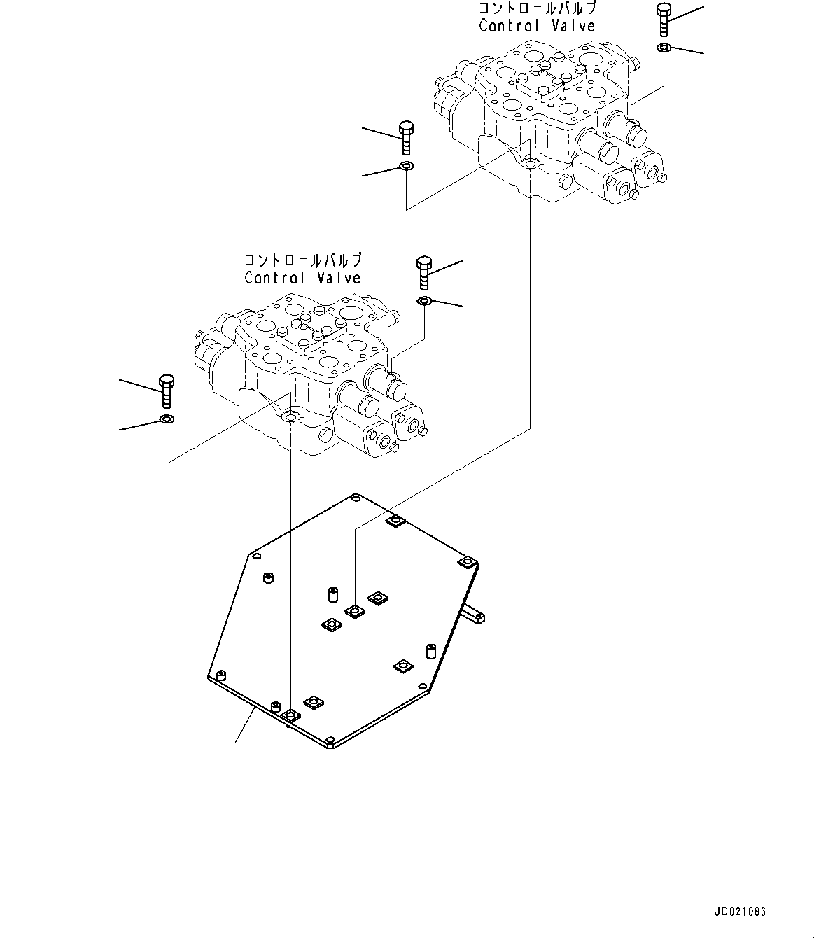 Wheel Loaders Komatsu / WA900-3E0 S/N 60078-UP(0000557C) / Loader Control Valve, Mounting (1/2) (#60078-)(H014003 : H0120-007003)