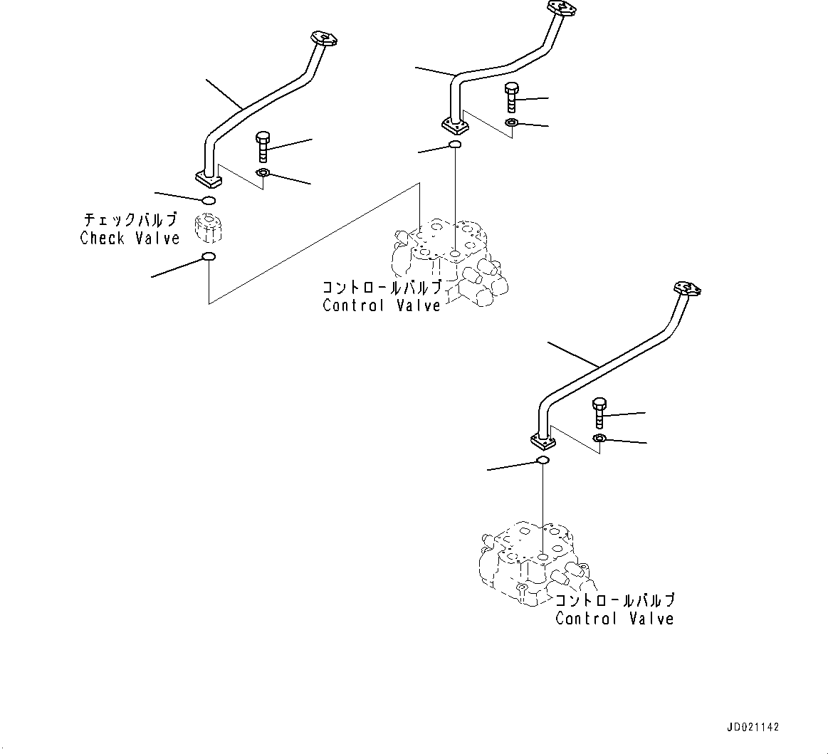 Wheel Loaders Komatsu / WA900-3E0 S/N 60078-UP(0000557C) / Loader Control Valve, Dump Cylinder Piping (2/2) (#60078-)(H014007 : H0120-007007)
